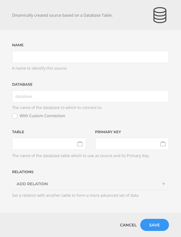 Database Source Configuration
